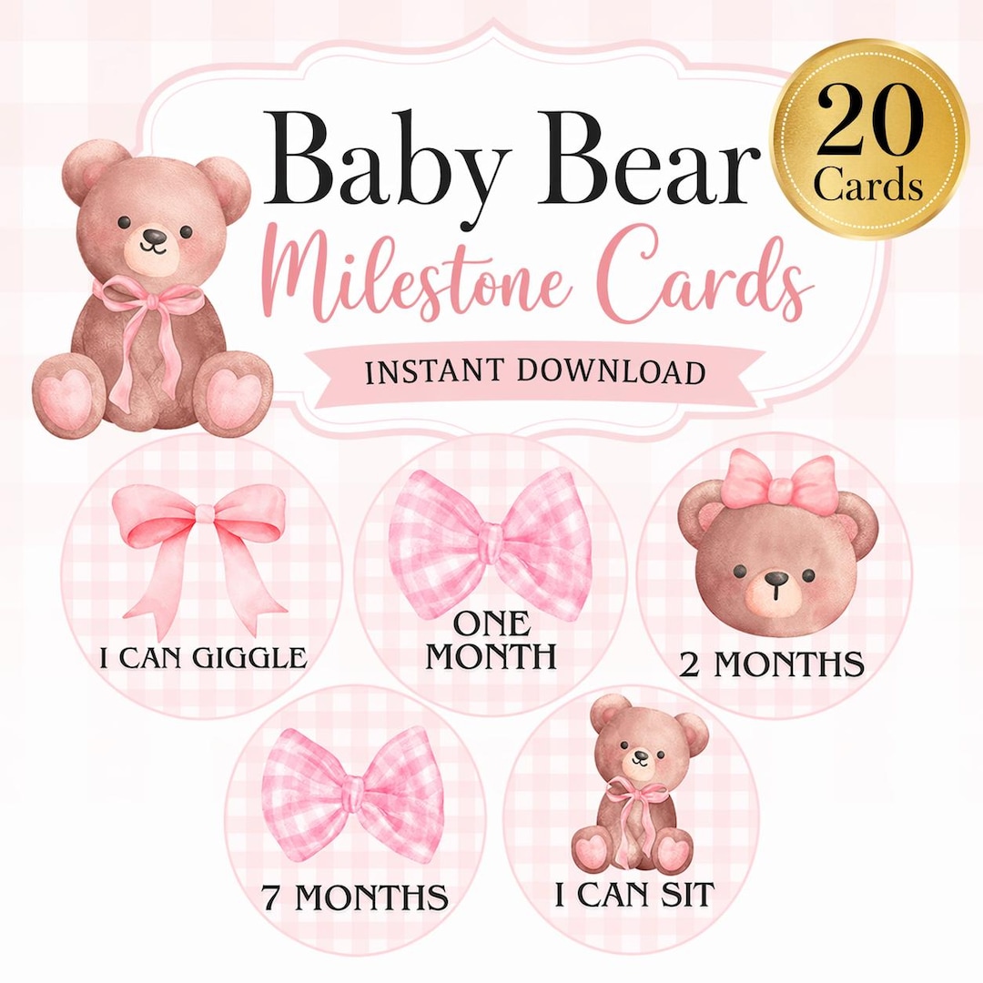Baby Bear Milestone Cards | Instant Download - Etsy
