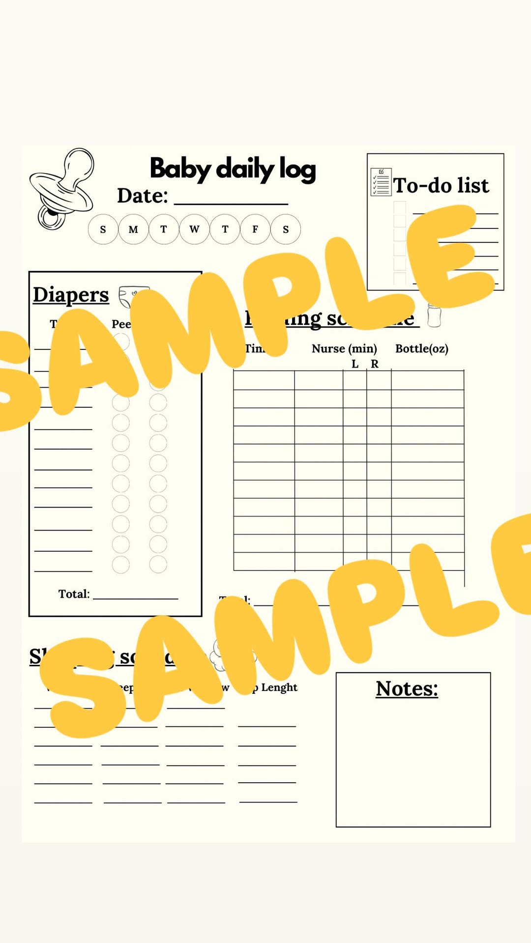 Baby Daily Tracker Feeding Log Schedule Printable for Newborn - Etsy