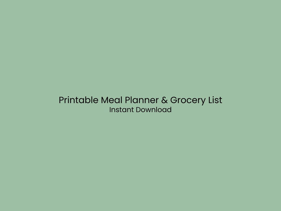 Weekly Meal Planner Printable | Minimalist Grocery List (digital ...