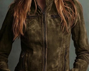 Handmade Tan Suede Leather Jacket, Silk Lined, Western Style Coat (Zipper Closure)