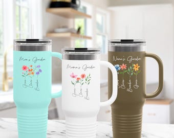 Vaso térmico con diseño floral "Mama's Garden" / Vaso térmico de 1,2 litros (40 oz), vaso personalizado para mamá, regalo personalizado para el Día de la Madre 2026, regalo para la abuela.