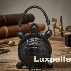 Bolso de piel hecho a mano con forma de tortuga, bolso con forma de animal repujado de cocodrilo, bolso único con asa superior de tortuga, bolso cruzado de lujo novedoso, caprichoso