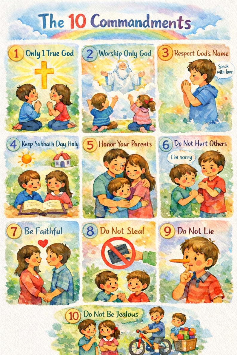 Children's 10 Commandments Educational Poster - Digital Download - Etsy