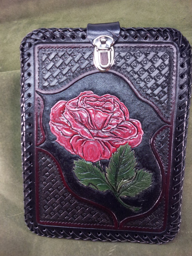 Custom Leather Hand Tooled Padfolios, Notebook PC Cases, Nook, Kindal, ereader Cases of any kind image 3