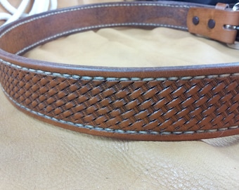 Mens Belt, Hand tooled Leather
