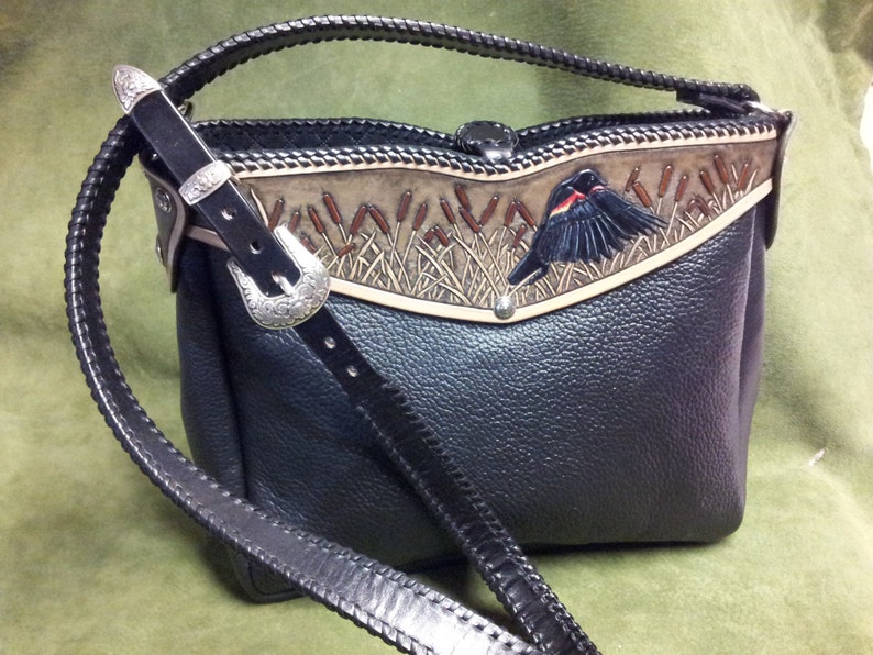 Leather Concealed Carry Custom Hand Tooled Handbag image 5