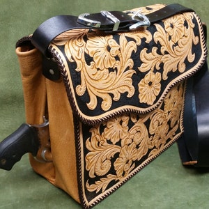 Leather Concealed Carry Custom Hand Tooled Handbag image 6