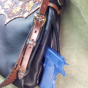 Leather Concealed Carry Custom Hand Tooled Handbag image 1