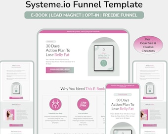 Systeme.io E-book Funnel Template | Lead Magnet Page | Opt-in Page | Low Ticket Sales Pages