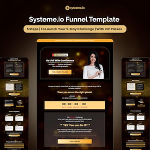 Systeme.io Challenge Funnel Template | Lead Magnet | Sales Funnel For Coaches (Sell VIP Pass)