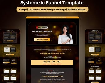 Systeme.io Challenge Funnel Template | Lead Magnet | Sales Funnel For Coaches (Sell VIP Pass)