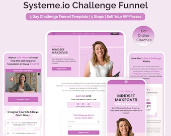 Systeme.io 5-Day Challenge Funnel Template | Sell Your VIP Passes | Light Color Funnel Templates