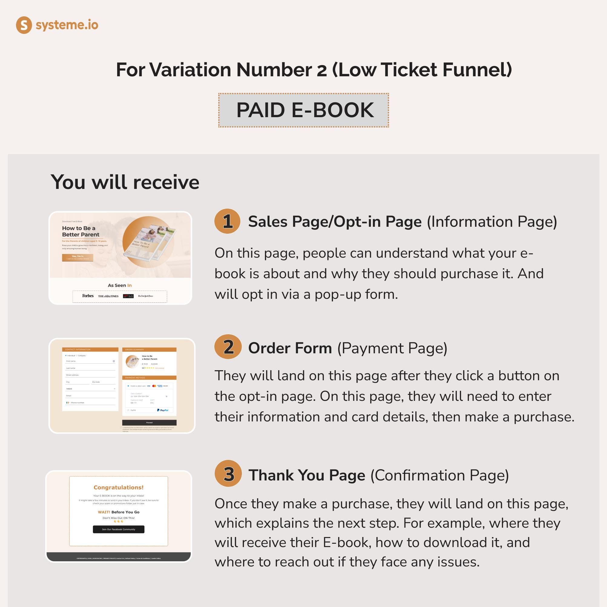 Systeme.io E-book Funnel Template | Lead Magnet | Low Ticket Sales ...