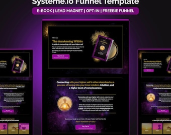 Systeme.io E-book Funnel Template | Lead Magnet | Opt-in Page | Squeeze | Lux Purple Gold