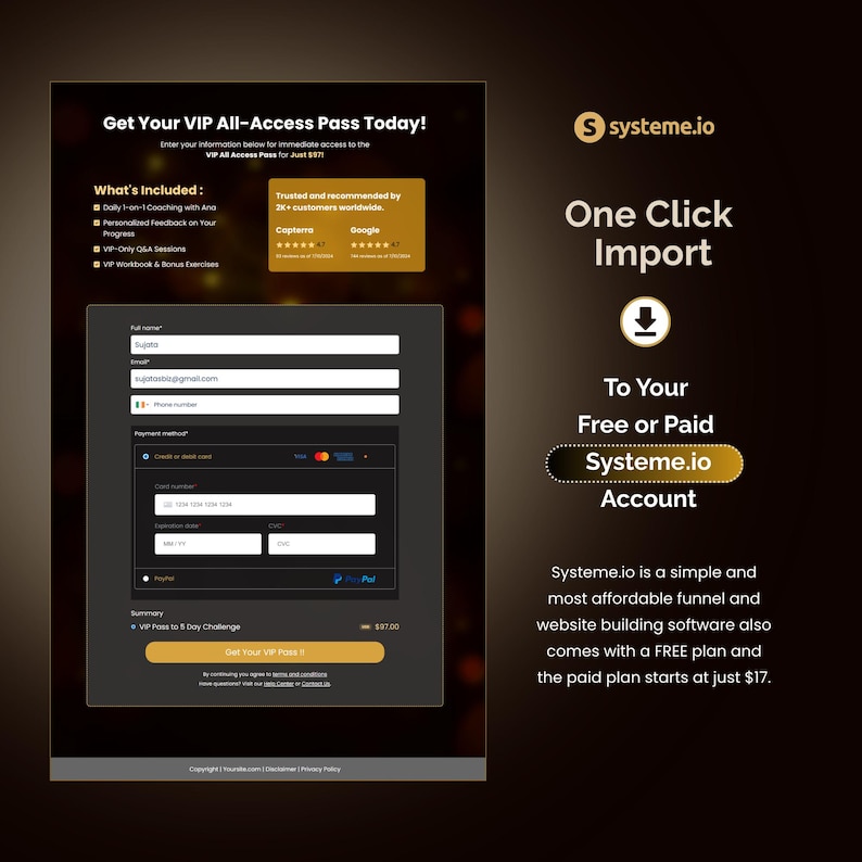 Systeme.io Challenge Funnel Template | Lead Magnet | Sales Funnel For Coaches (Sell VIP Pass) image 2