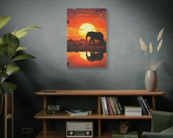 African Sunset Elephant Canvas Print | Safari Wall Art