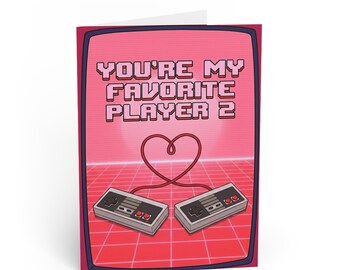 Funny Gamer Love Card - Player 2 Retro 80s Note (Digital Download)