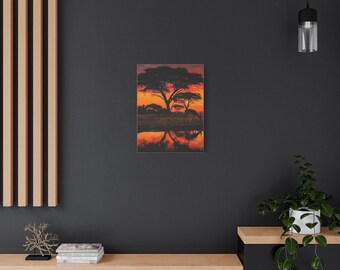 African Savannah Sunset Gazelle Canvas | Safari Landscape
