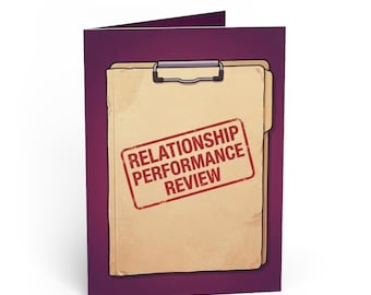 Relationship Performance Review Greeting Cards | Funny Office Style Card | Instant Download Card
