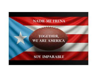 Benito Bowl Puerto Rican Flag Football Poster Rolled Poster | "Together, We Are America"