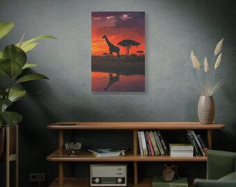 African Sunset Giraffe Canvas Print | Safari Home Decor