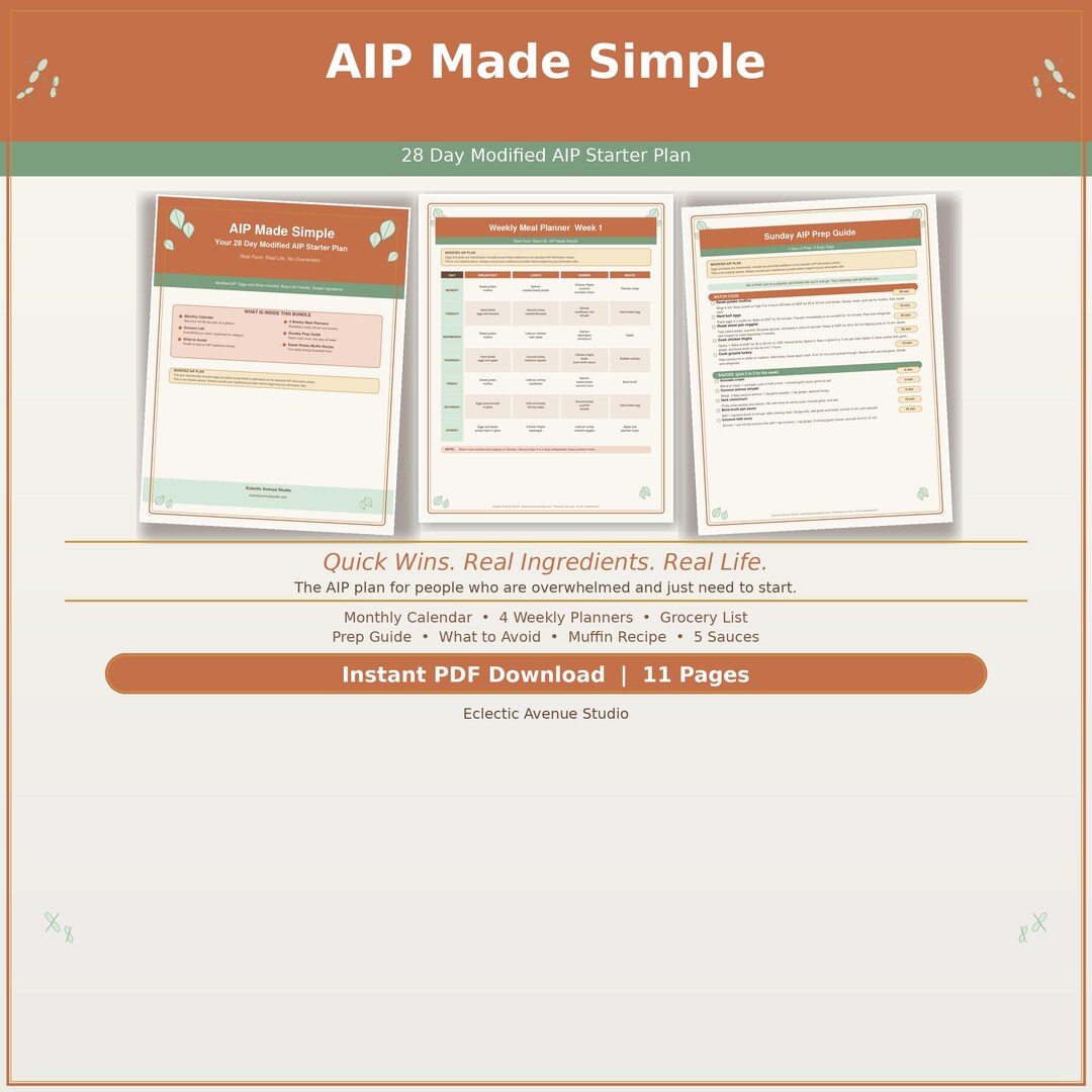 Autoimmune Protocol (AIP) Meal Plan Made Simple: 28 Day Modified AIP ...