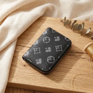 Portefeuille de luxe pour femme - Petit portefeuille en cuir avec fermeture éclair, porte-cartes de créateur, cadeau pour elle