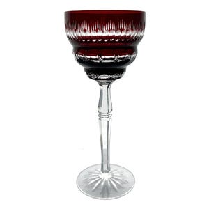 Copa de vino tinto rubí brillante con diseño HAYDN, cristal cortado a transparente con 24 % de plomo, Villeroy+Boch V&B Wadgassen Saarland Alemania, antigua