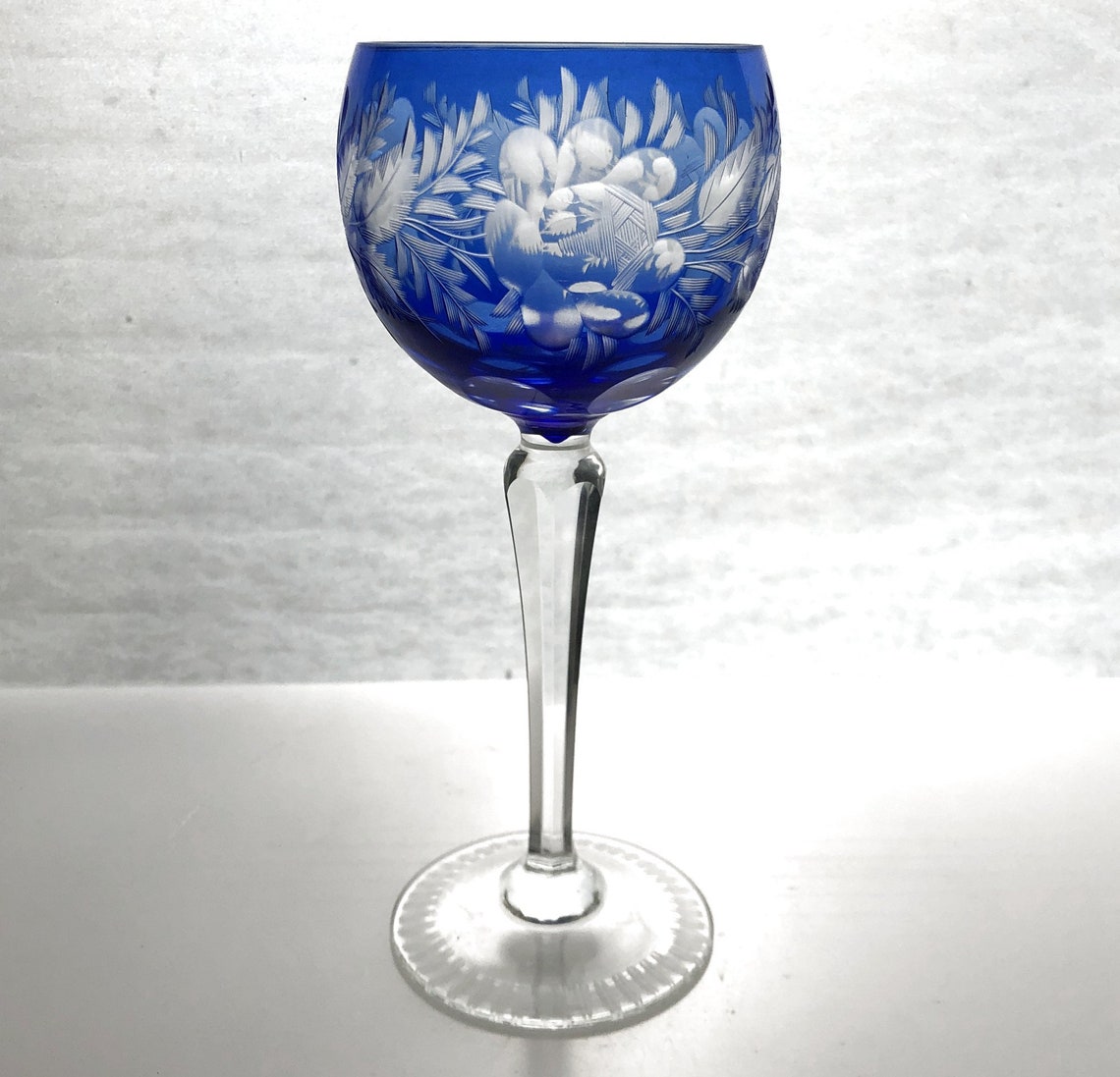 Fine Vintage COBALT BLUE Wine Goblet Glass Hock CuttoClear Etsy