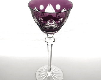 1960s Purple Cut to Clear Wine Glass # 21512