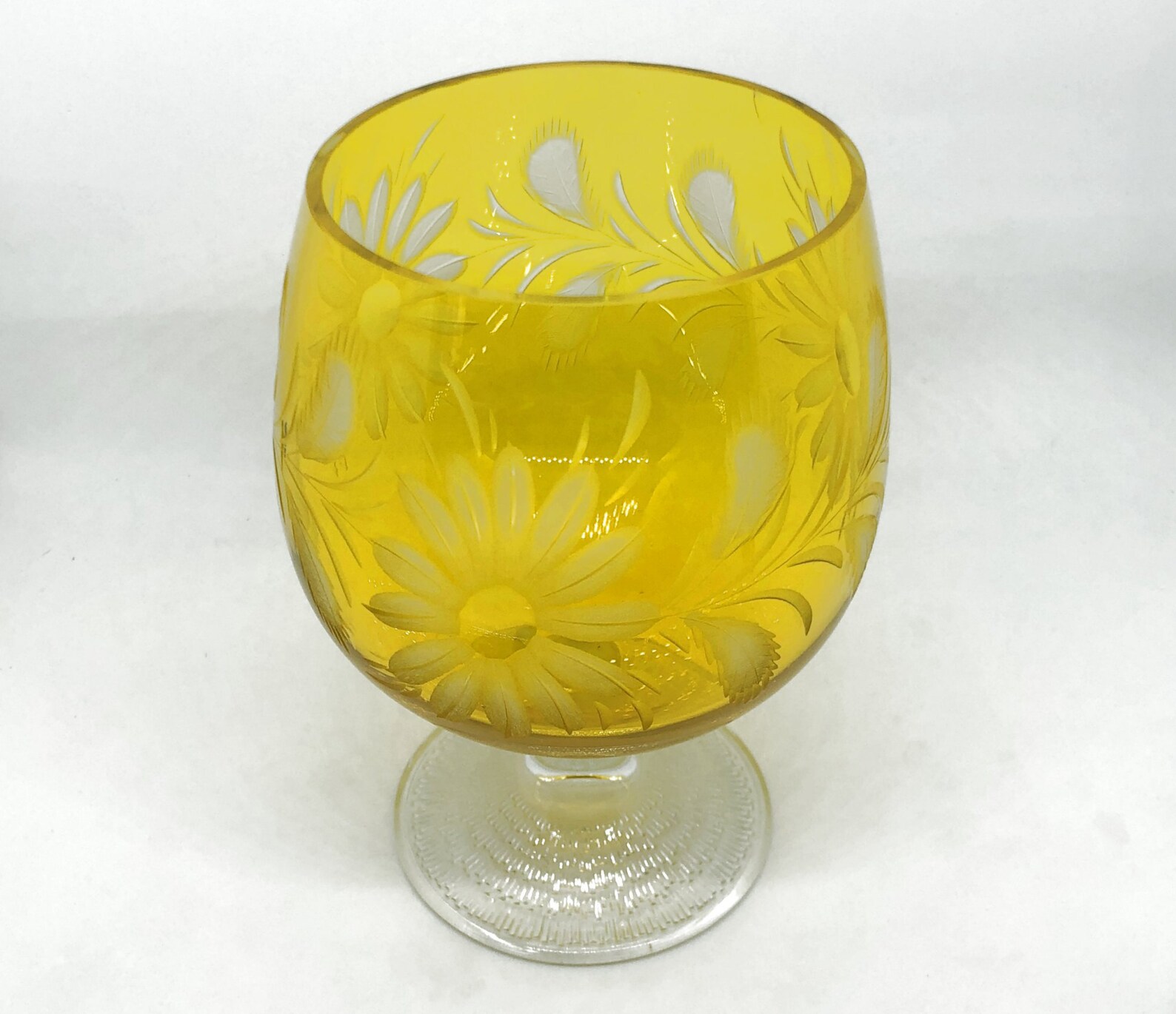 Fine LEMON YELLOW Footed Rose Bowl Glass Vase Cuttoclear 24 Etsy