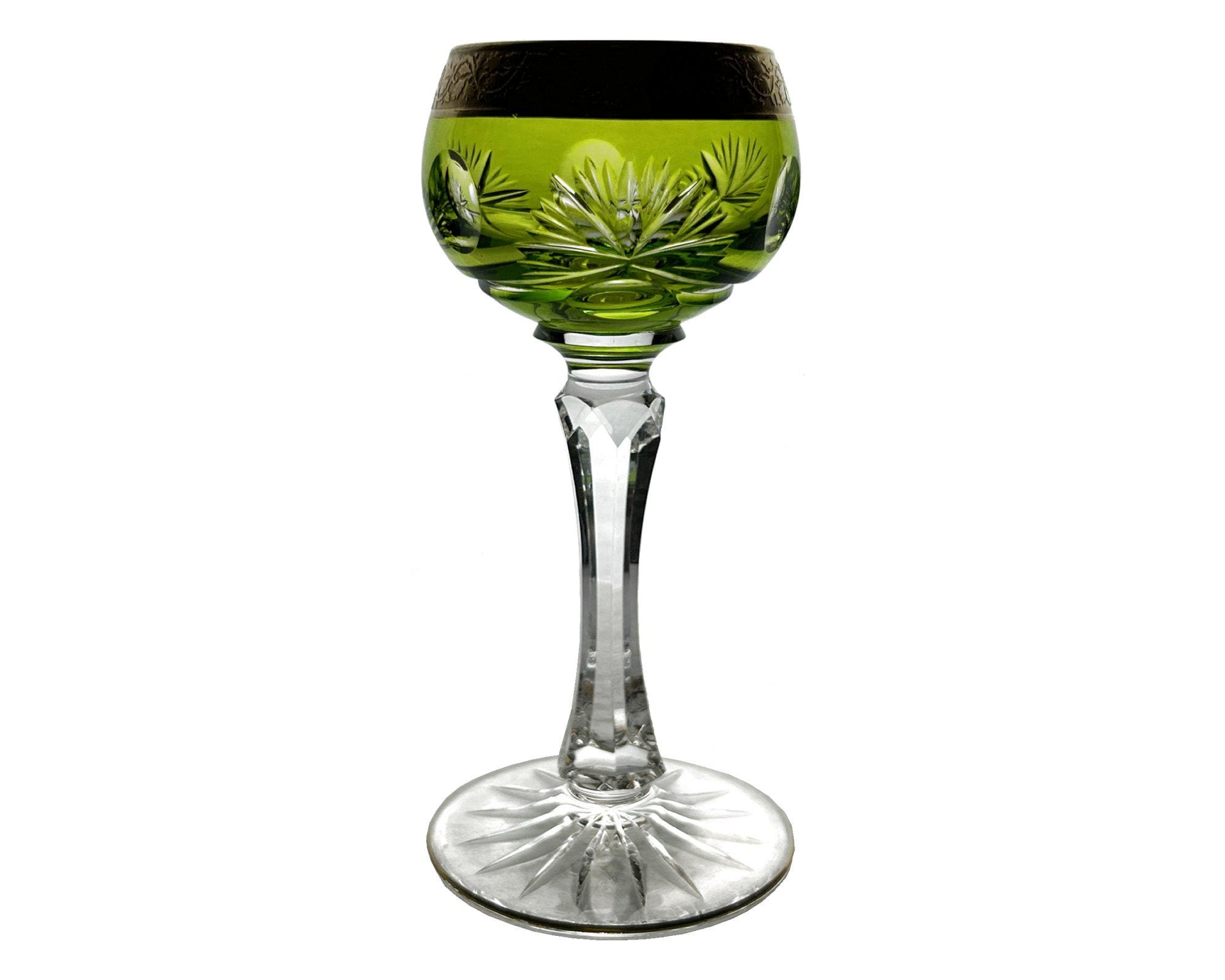 Green with gold trim wine glasses - Etsy 日本