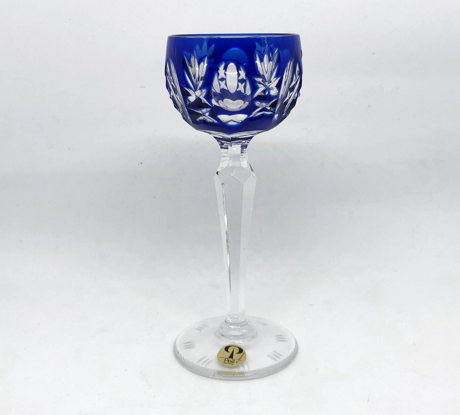 Vintage COBALT BLUE Cordial Glass Goblet Hock Cuttoclear Etsy