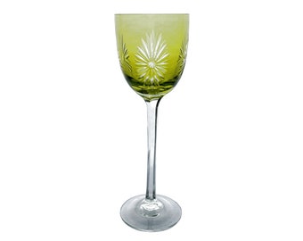 アンティーク RESEDA グリーン ワイン ゴブレット ガラス ホック