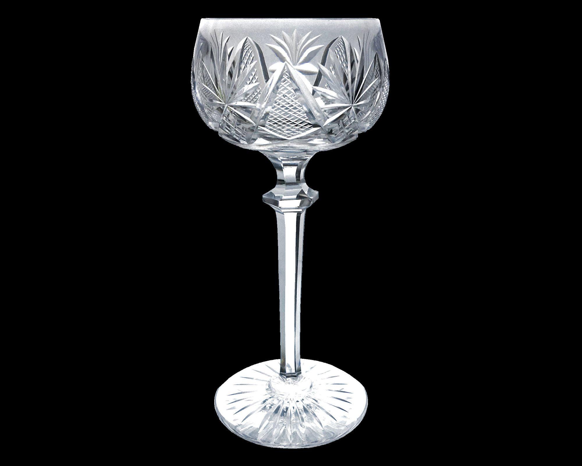 Antique CLEAR Wine Glass Goblet Brilliant Cut 24% Lead Crystal Cristalleries du Val Saint Lambert Belgium Berncastel Shape Eurydice Cut 1905