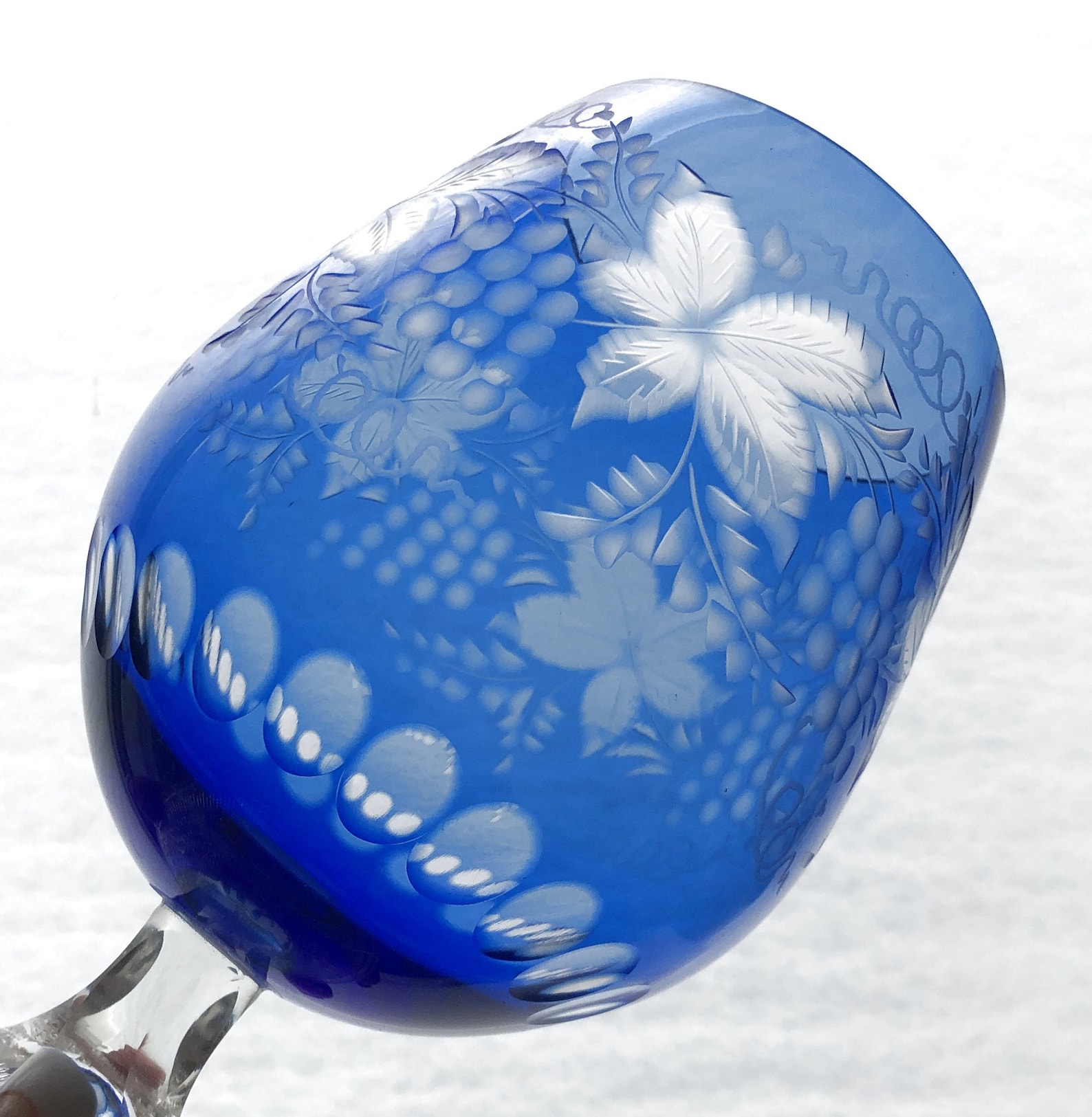 Fine COBALT BLUE Footed Rose Bowl Glass Vase Cuttoclear 24 Etsy