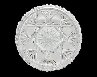 Heavy CLEAR Ashtray Ash Tray BRILLIANT CUT 24% PbO Lead Crystal Bavaria Southern Germany Stars & Fans Cut 1960s Sparkles