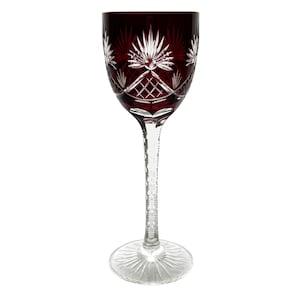 Ancien verre à vin rouge rubis profond jarret, cristal au plomb coupé pour transparent 24 % Kristallglasfabrik Spiegelau Bavière Allemagne des années 1930 #17/66