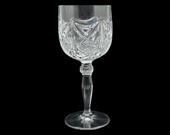 Vintage EDUARD Pattern Wine Glass Goblet 24% Pressed Lead Crystal Katharinenhütte F.X. NACHTMANN Neustadt Waldnaab Bavaria Germany 70s CLEAR