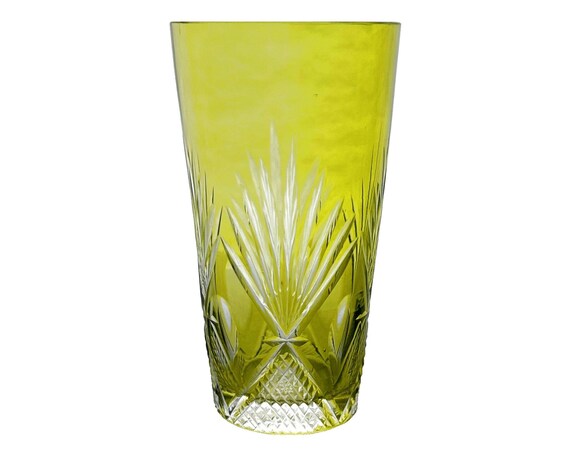 Antique RESEDA LIME GREEN Brandy & Soda Juice Glass Cut-to-Clear 24% Lead Crystal Cristallerie St. Louis Saint-Louis-lès-Bitche France 1908