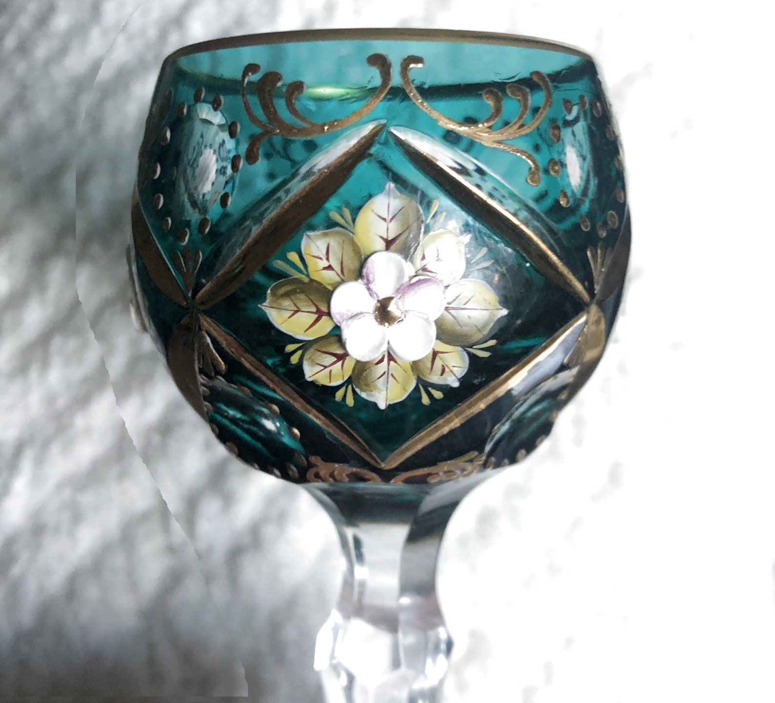 Vintage TEAL TURQUOISE Cordial Glass Hock Cuttoclear 24 Etsy