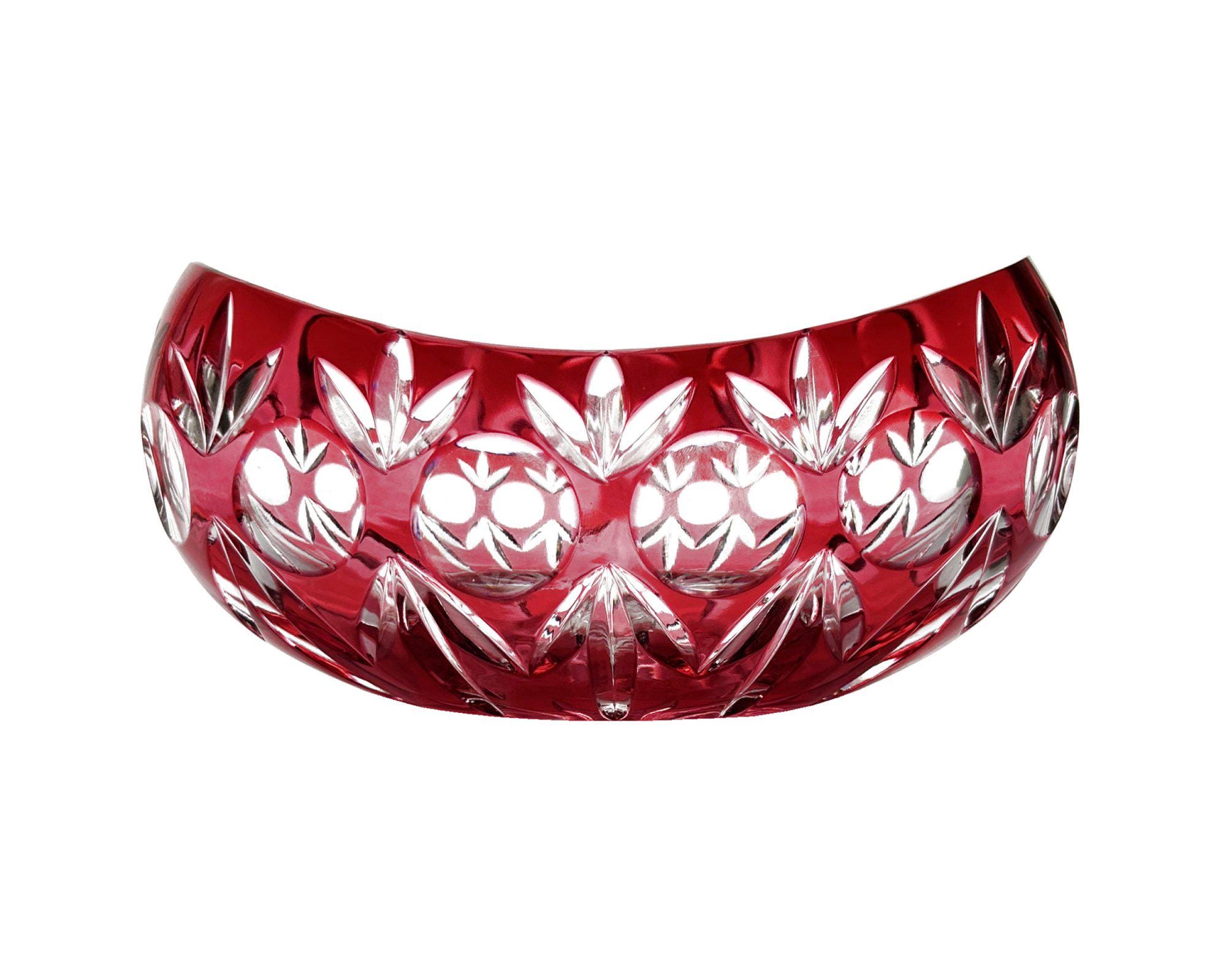 Vintage CRANBERRY Red PINK Jardinière Bowl Boat Cut-to-clear 24