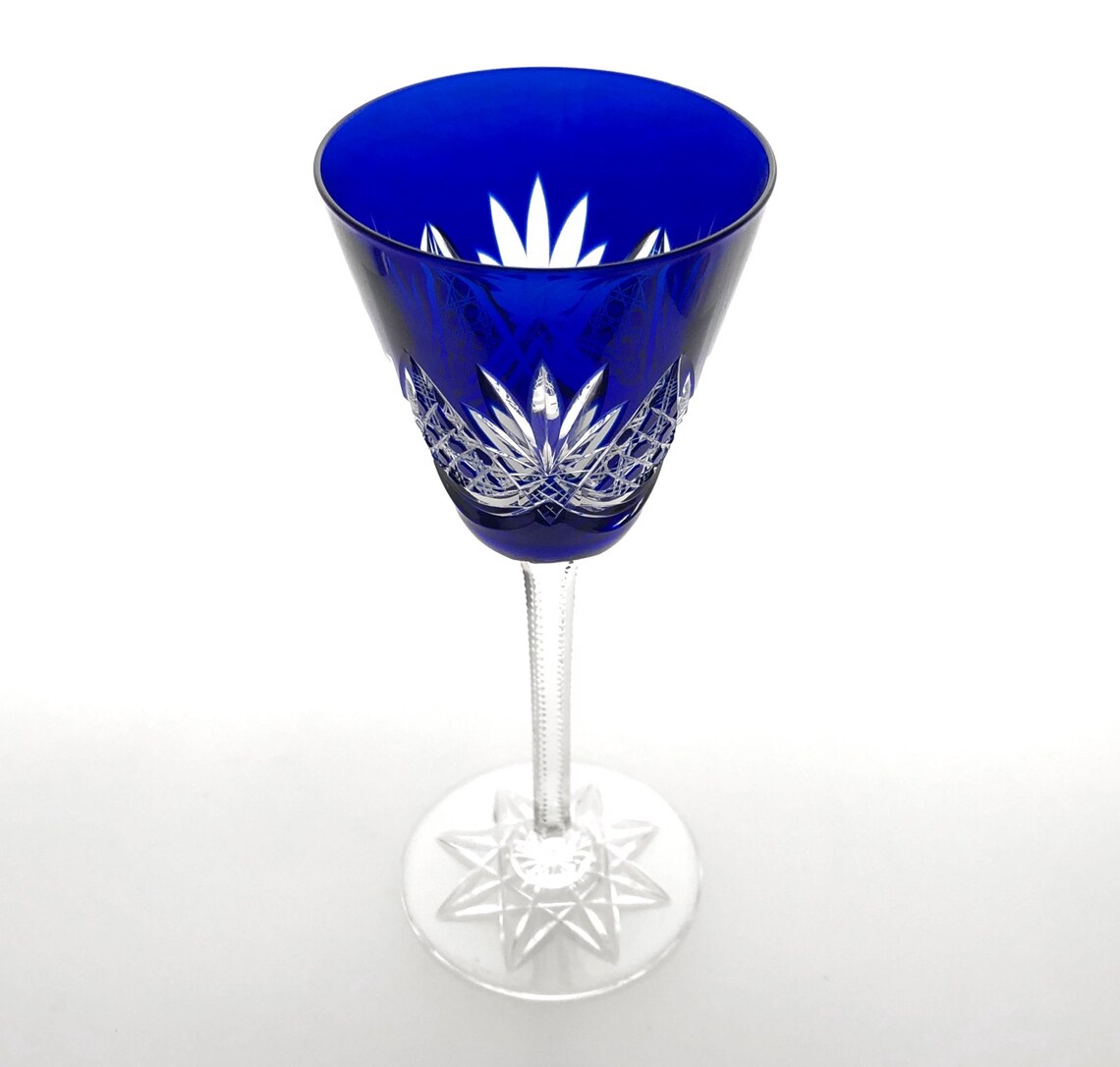 Antique COBALT BLUE Wine Glass Goblet Hock Cuttoclear Lead Etsy