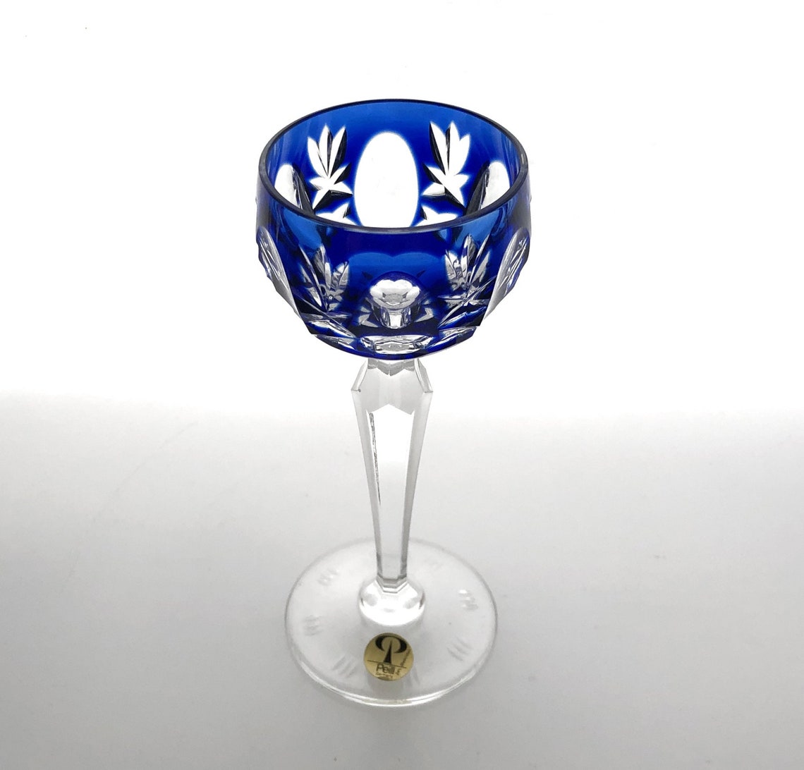 Vintage COBALT BLUE Cordial Glass Goblet Hock Cuttoclear Etsy