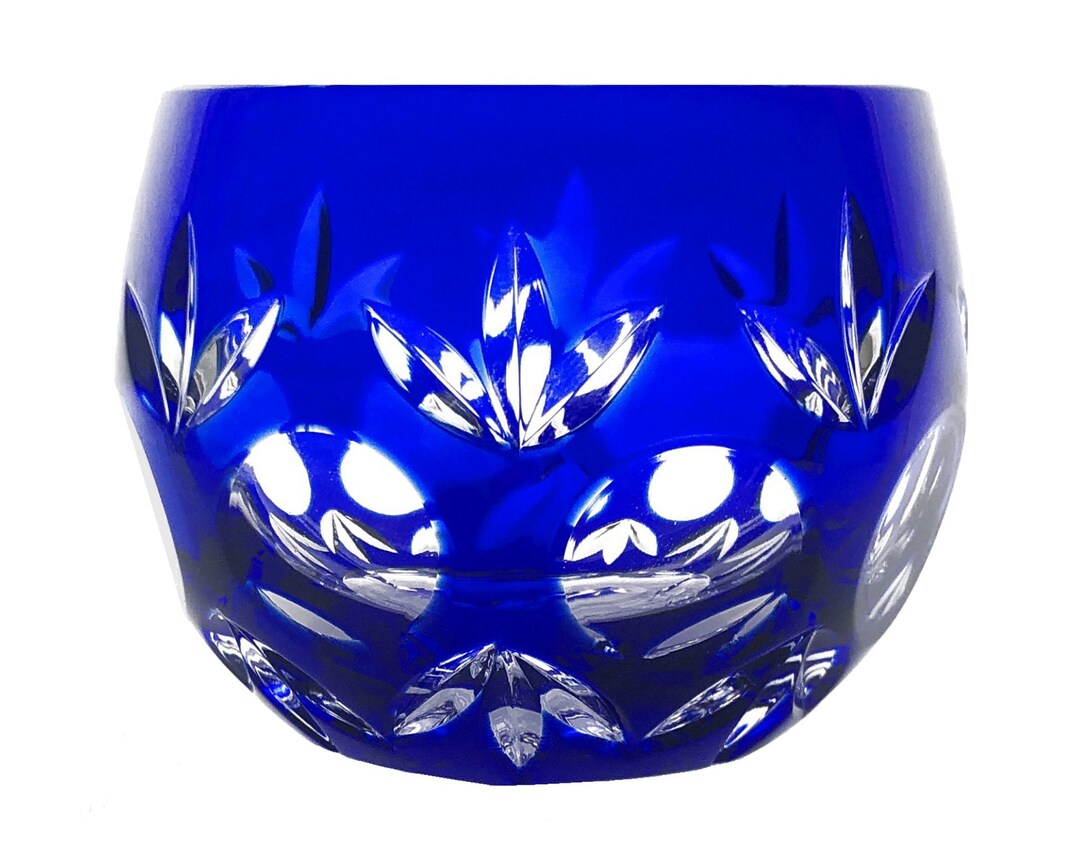 Vintage COBALT BLUE Votive Tea Light Glass Cuttoclear Lead 24 Pbo