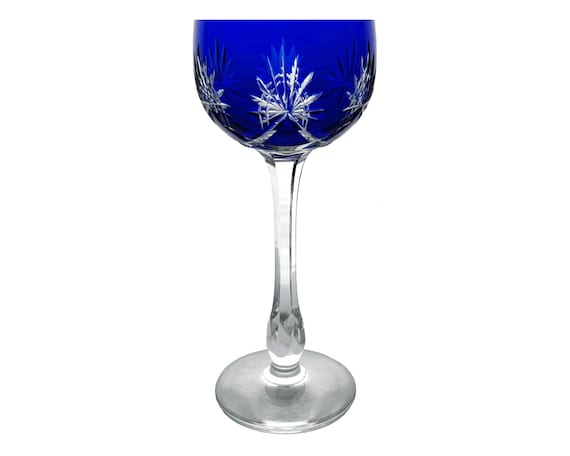 Buy Antique COBALT ROYAL BLUE Wine Glass Goblet Hock Cut-to-clear 24% Lead  Crystal Silesia Poland Germany 1930s Lower Gripper Node Star of David  Online in India - Etsy