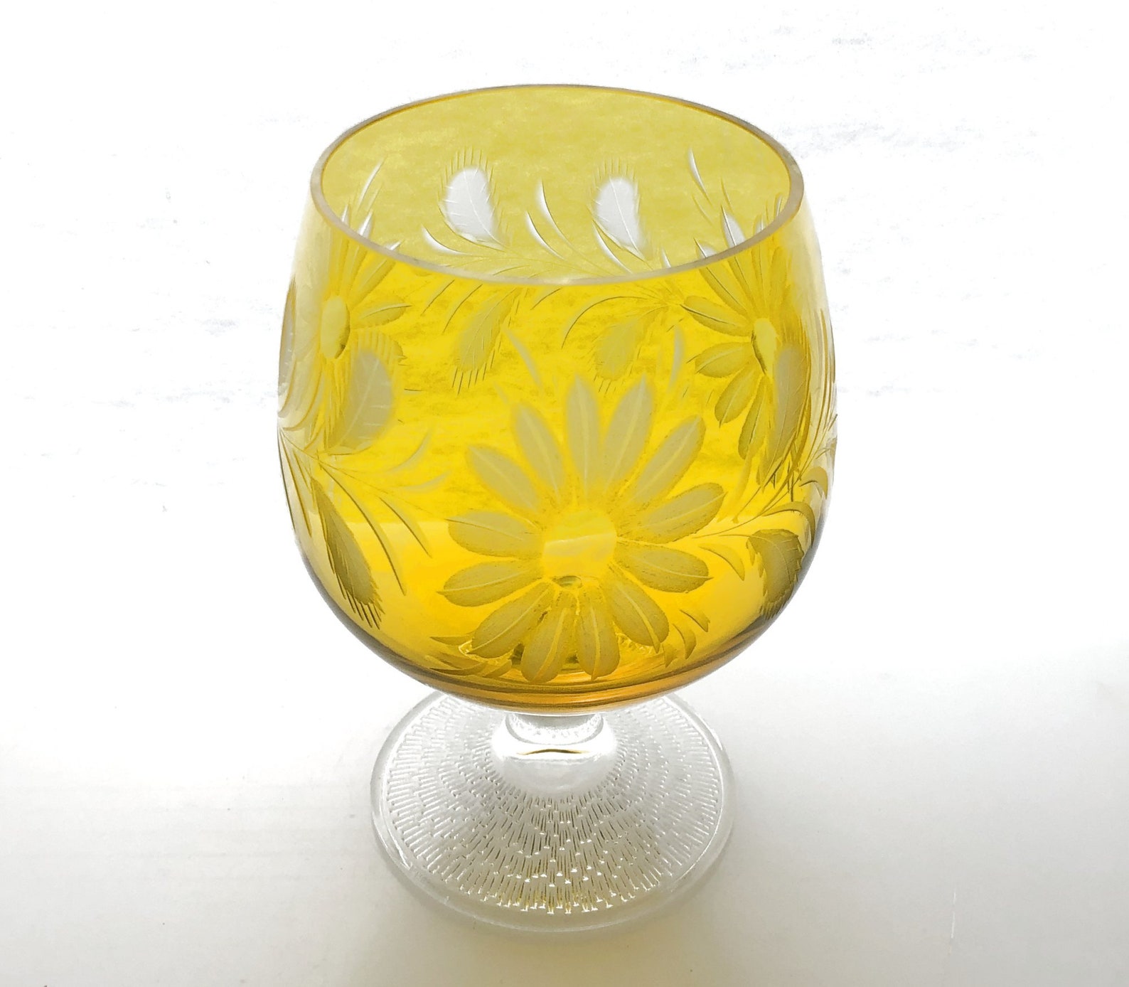 Fine LEMON YELLOW Footed Rose Bowl Glass Vase Cuttoclear 24 Etsy