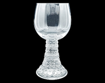 BACCHUS Pattern Thomas Rosenthal Wine Glass Goblet Hock 24% Lead Crystal 1975-1985 Bavaria Germany Groovy Modern Pressed Crystal Chunky Stem