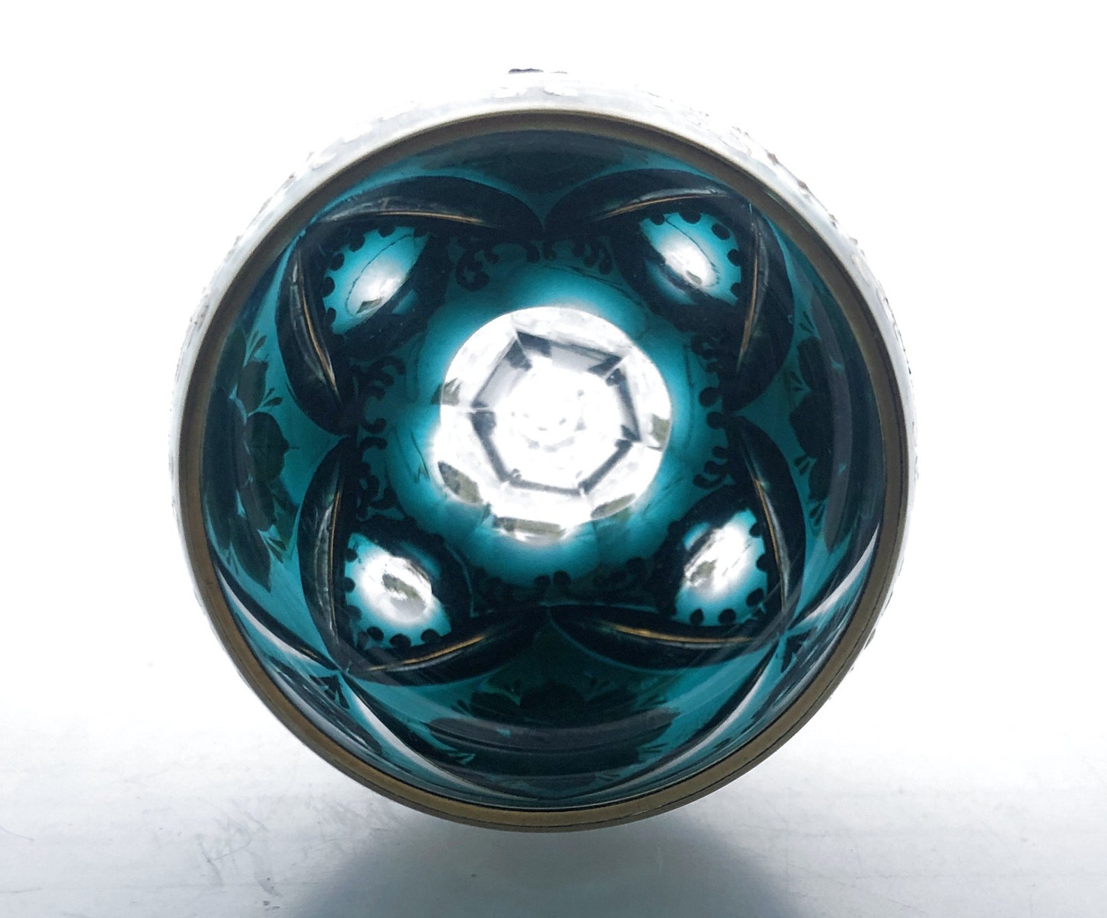 Vintage TEAL TURQUOISE Cordial Glass Hock Cuttoclear 24 Etsy