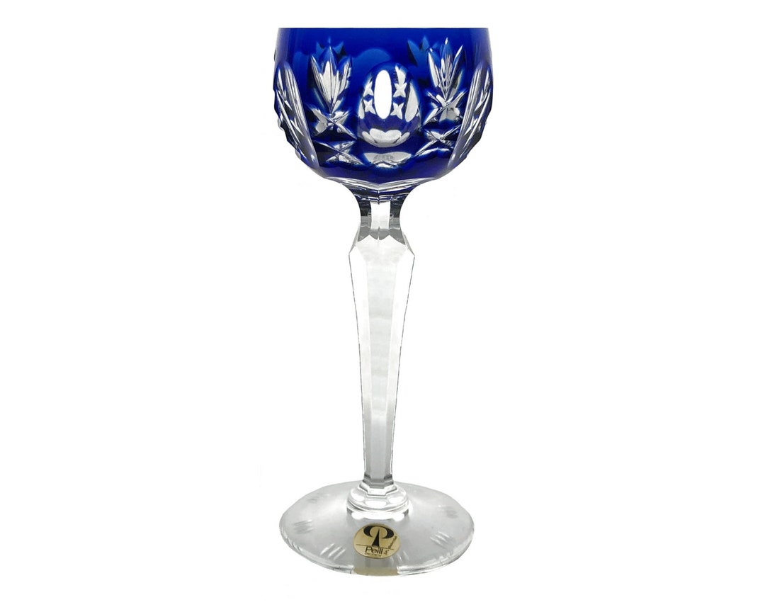 Vintage COBALT BLUE Cordial Glass Goblet Hock Cuttoclear Crystal Peill Putzler Glashüttenwerke
